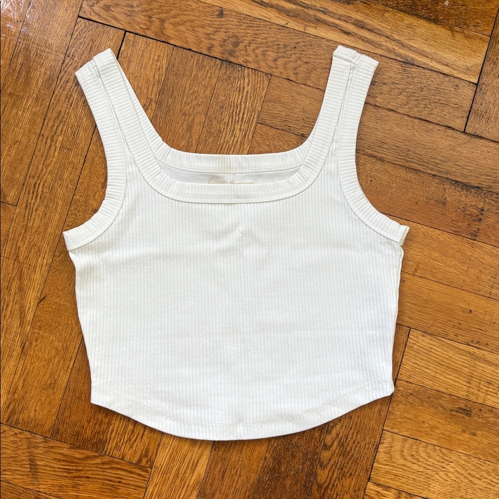 Madewell Tailored Crop Tank White Small